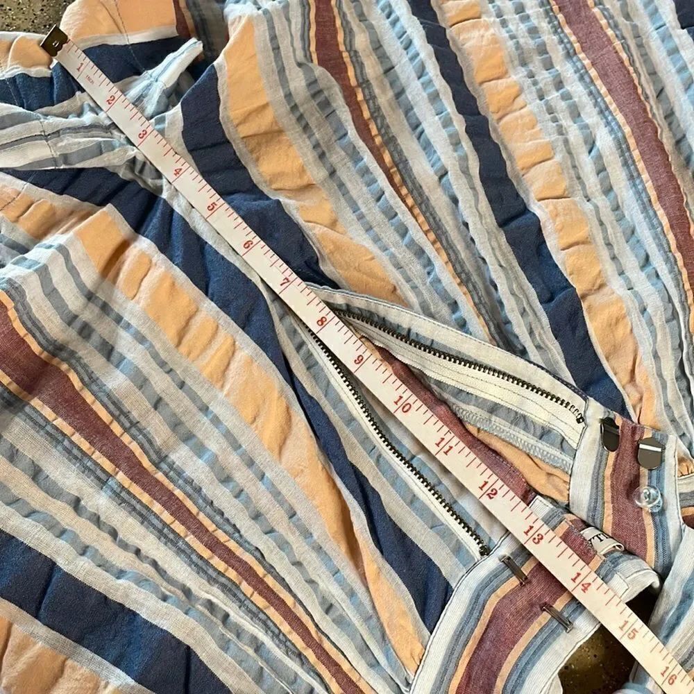 Ulla Johnson Martim Shorts in Sky Seersucker Stripe Tie sz 2 - Picture 13 of 14
